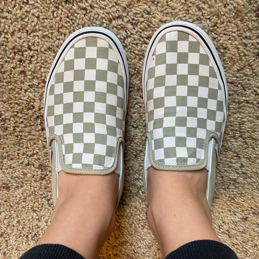 Green/White Checkered Vans size 8